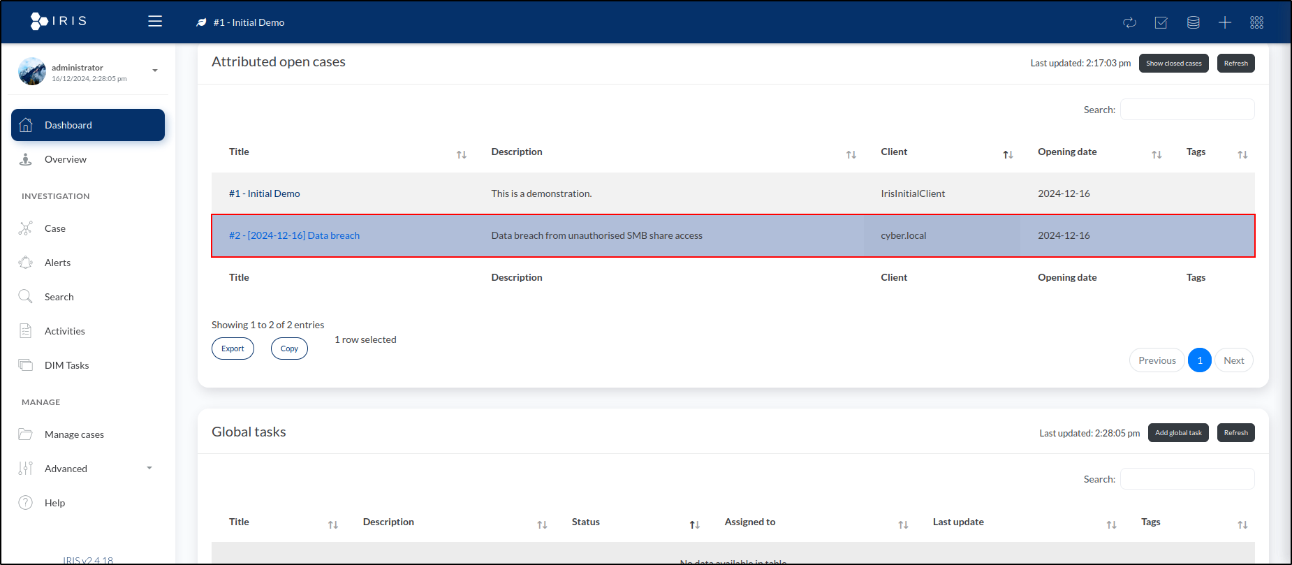 DFIR-IRIS case creation — step 10