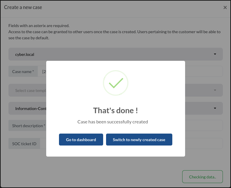 DFIR-IRIS case creation — step 9
