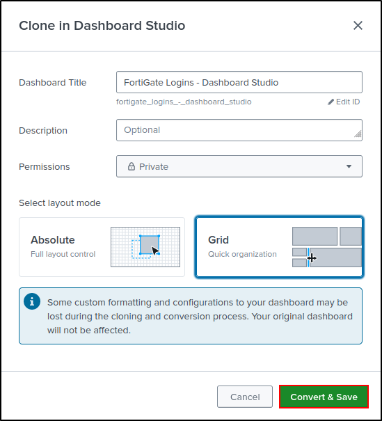dashboards configuration step 145