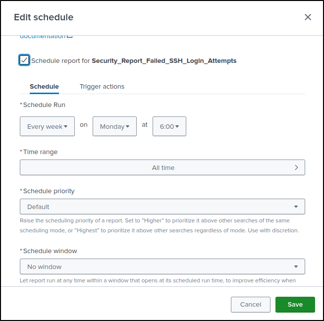 reports alerts configuration step 110