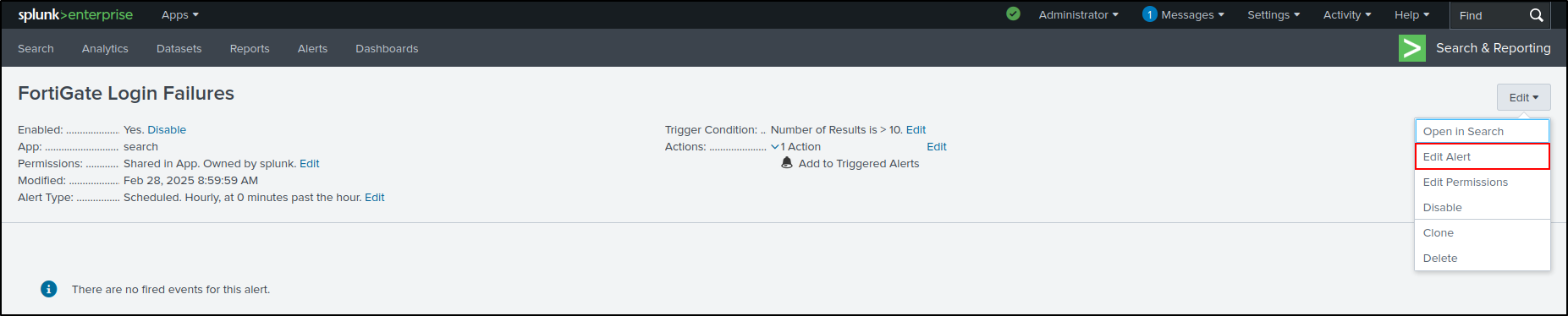 reports alerts configuration step 116