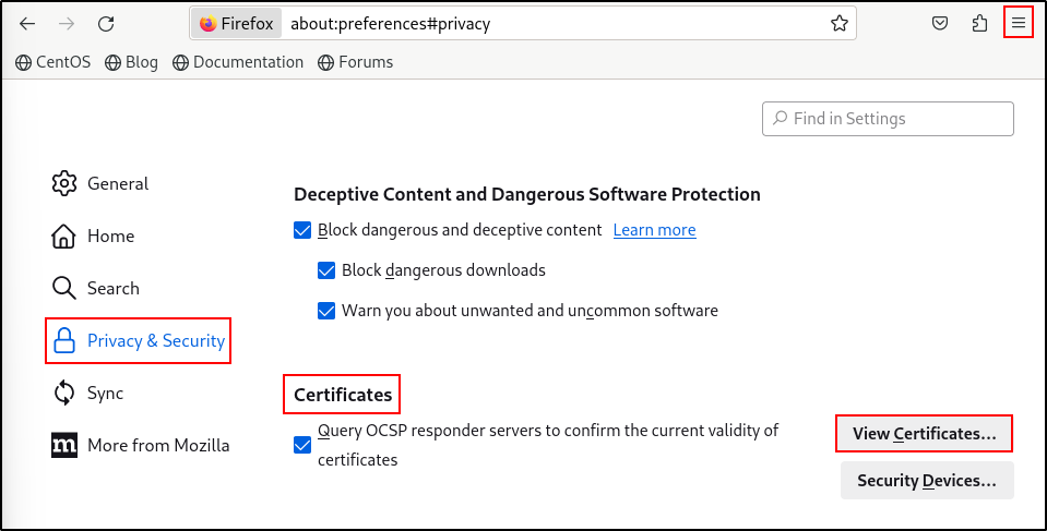 Wazuh dashboard certificate details in the browser