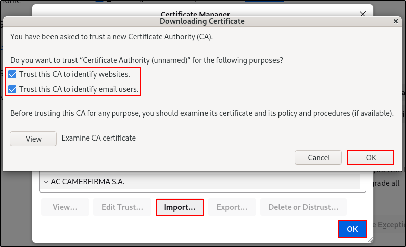Trusted Wazuh dashboard certificate after import