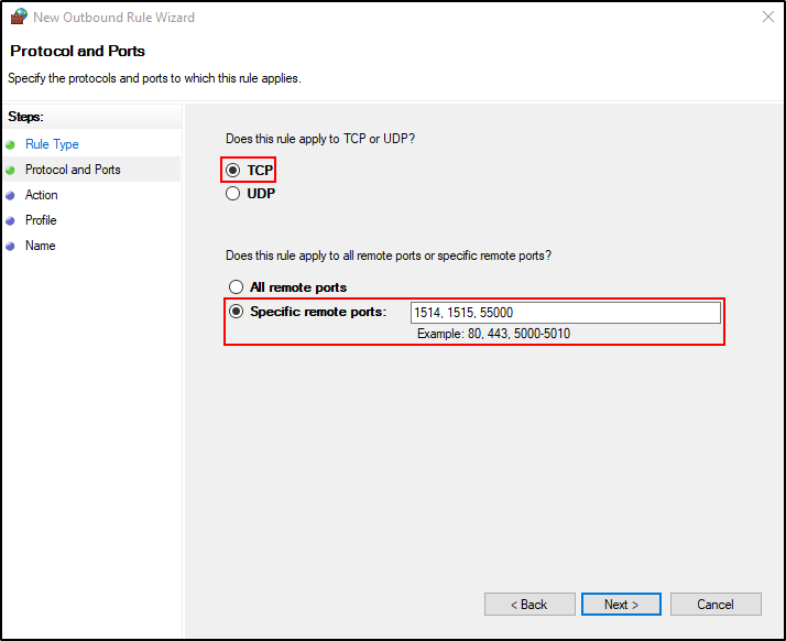 Creating a Windows inbound firewall rule