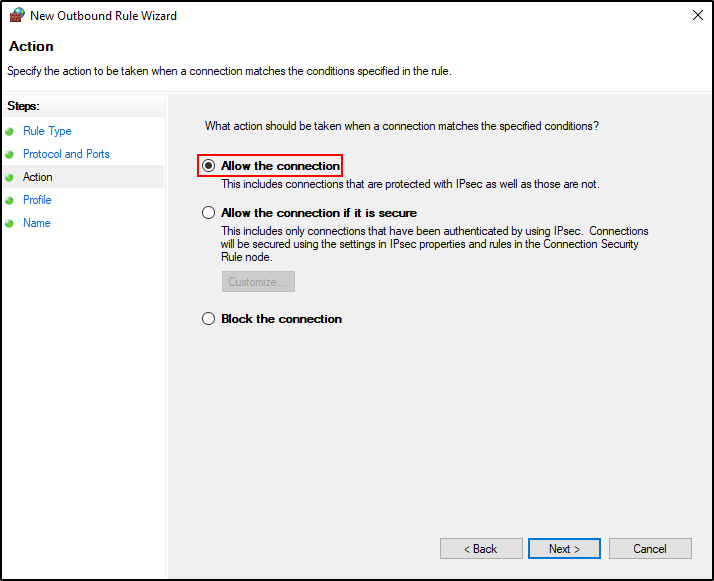 Selecting TCP ports for the Wazuh Windows firewall rule