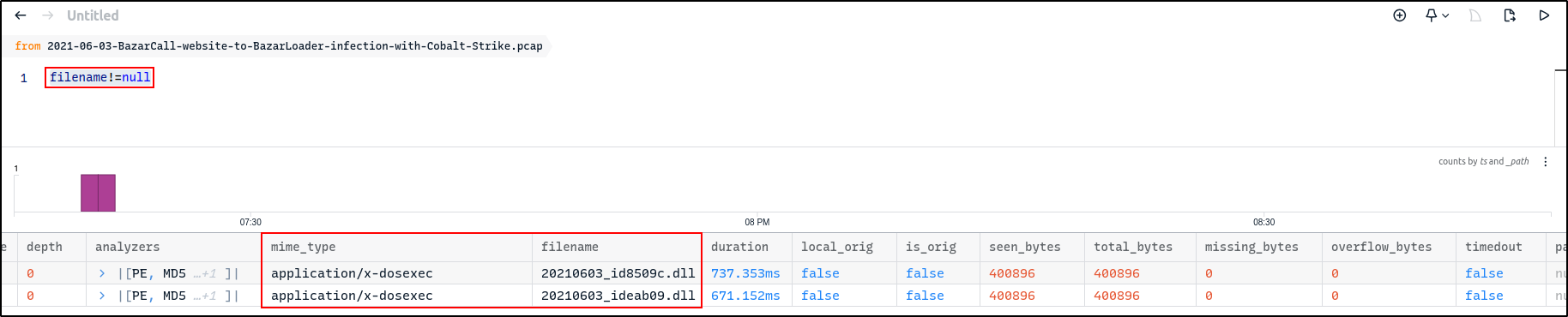 Filtering Zui results to records with a filename